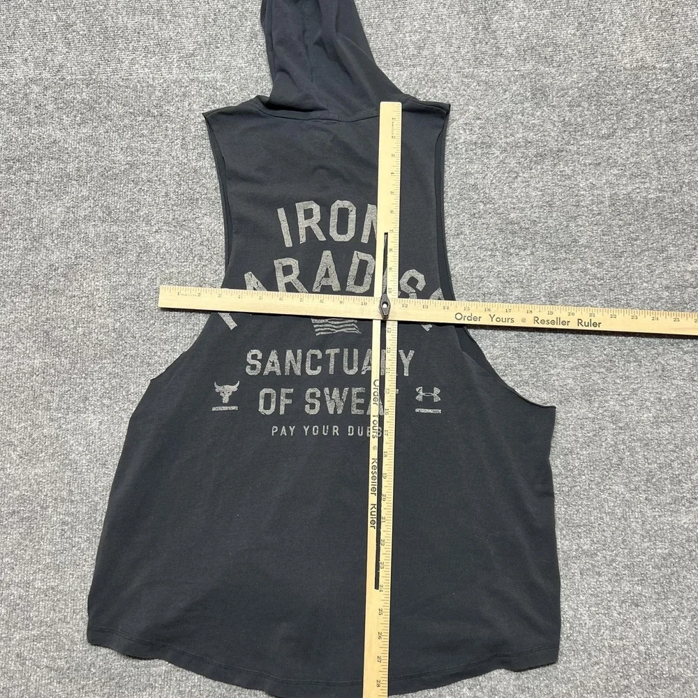 Under Armour Project Rock Tank Hoodie Mens XL Black Sleeveless Training Top